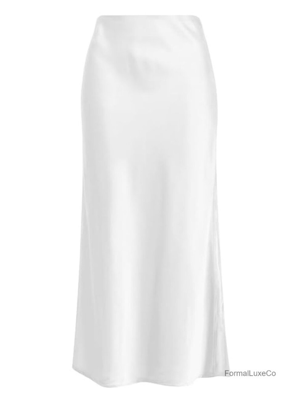 Women's Long Satin Midi Skirt High Waist Hidden Elastic Ruffled Hem A-Line